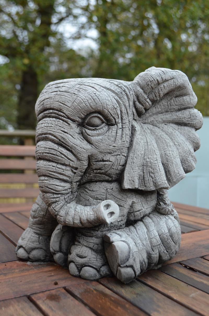 ELEPHANT POT Hand Cast Stone Garden Ornament Flower Planter Basket