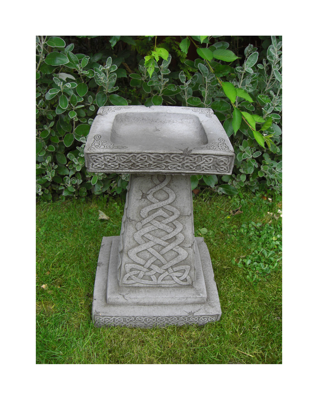 LARGE CELTIC BIRD BATH FEEDER TABLE Hand Cast Stone Garden Ornament