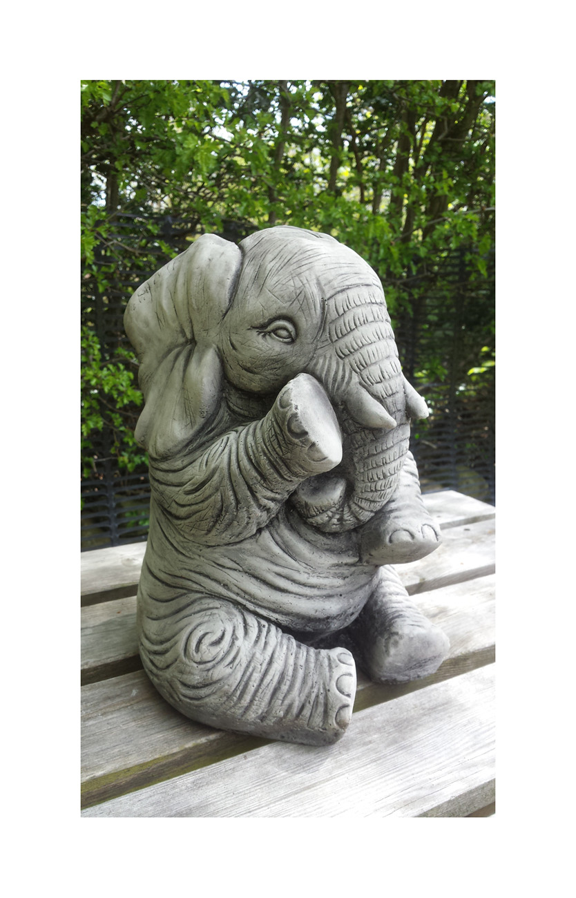 LARGE ELEPHANT TRUNK DOWN Hand Cast Stone Animal Garden Ornament ⧫onefolduk eBay