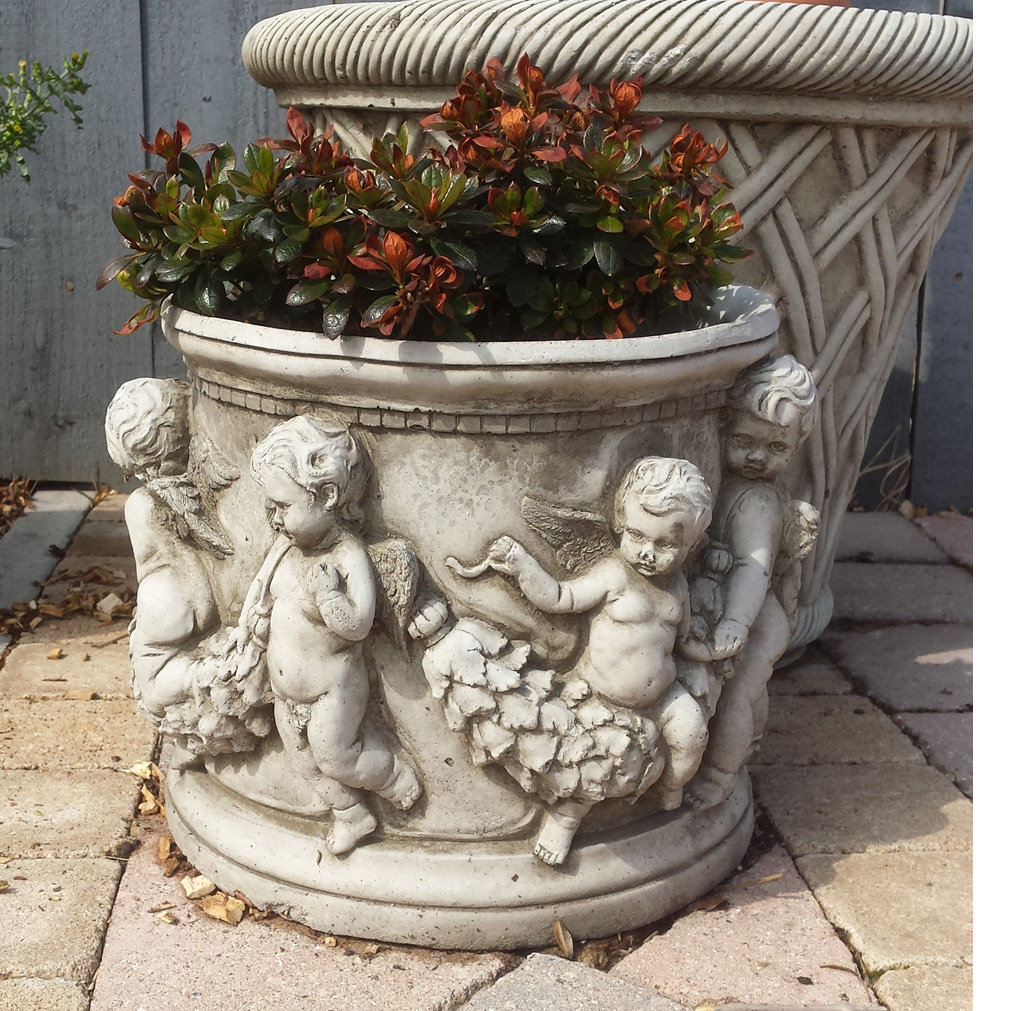 Cast Stone Cherub Pot Planter - onefold.uk