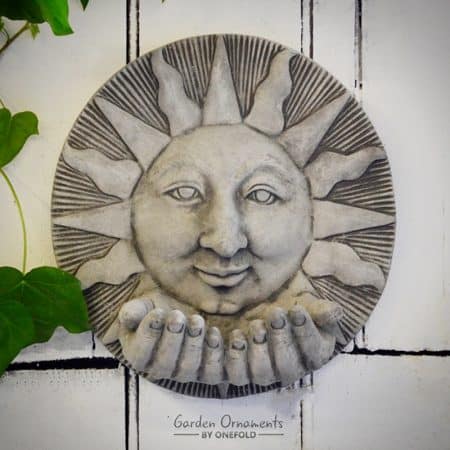 Sun Hand Plaque Cast Stone Garden, Terracotta Garden Wall Plaques Uk